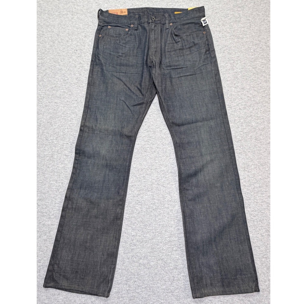 Gap 1969 Mens Low Rise Straight Fit Jeans Dark Indigo Denim 33x32 New